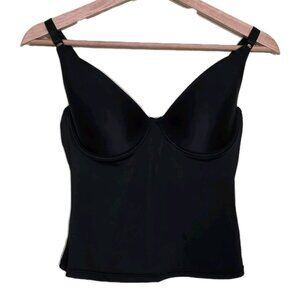 Flexees Wirefree Cami Tank 38C Black Foam Cups 77390 Shapewear Firm Control